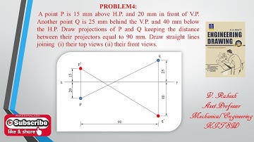 problem no. 4, Projections of points solutions,  (Engineering drawing by N. D. BHATT)