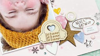 Snowflakes That Stay on my Nose and Eyelashes 12x12 Scrapbook Layout Process