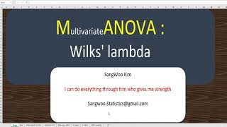 180 MANOVA : Wilks Lambda in Excel and R