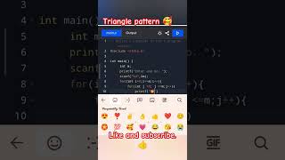 Triangle pattern in c programming using for loop. #coding