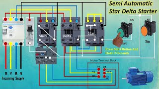 Star Delta Starter Connection without Timer/  Semi Automatic Star And Delta Starter Diagram