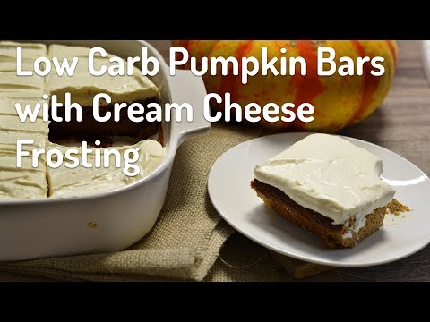 Keto Pumpkin Bars with Maple Cream Cheese Frosting (3 Net Carbs per serving)
