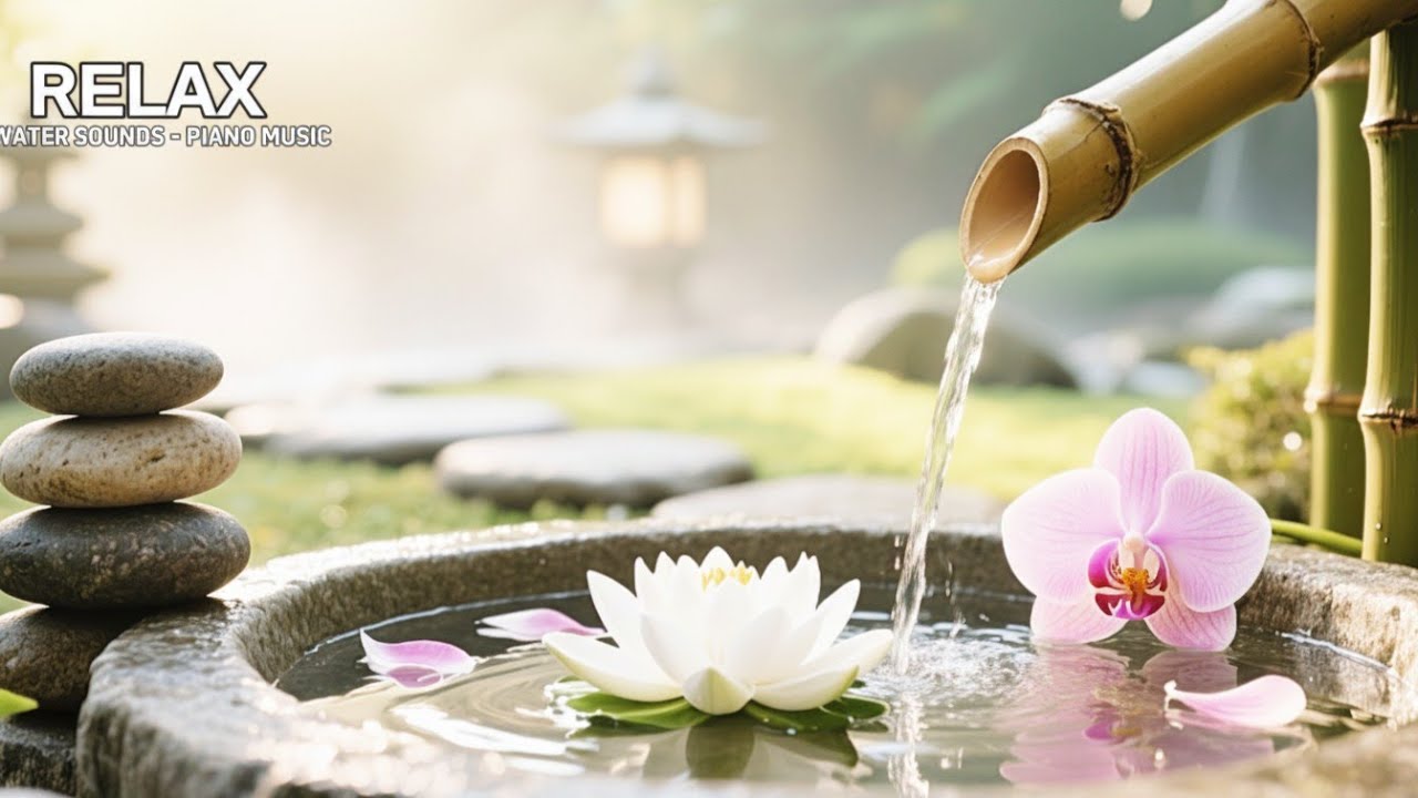 Calming Water Sounds with Relaxing Music Healing, Peace & Stress Relief - Meditation and mindfulness