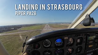 LANDING in STRASBOURG | Piper PA28 | Pilot Cockpit View 4K