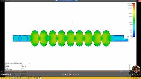 CST Studio Suite Animation of the Wakefield of a Particle Beam Moving Through a TESLA cavity