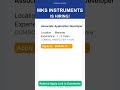 MKS Instruments | Associate Application Developer | Off Campus 2026 | Apply Now | Manesar