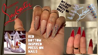 Designer Inspired Press ons | Red Bottoms | FancyB Press on Nails