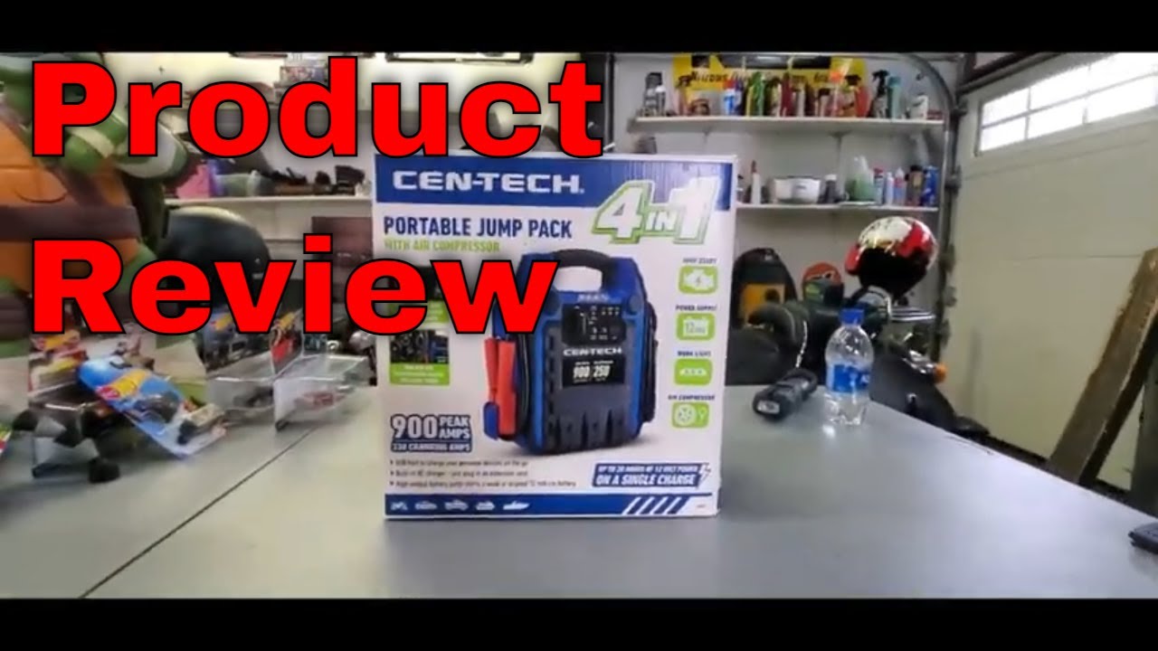 Review | Cen-Tech 4 in 1 Portable Jump Starter | 900 peak amps - YouTube