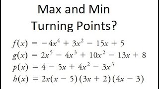 Famous Grade 12 Advanced Functions - Max and min turning points for polynomial functions (ch 3.2) Profile