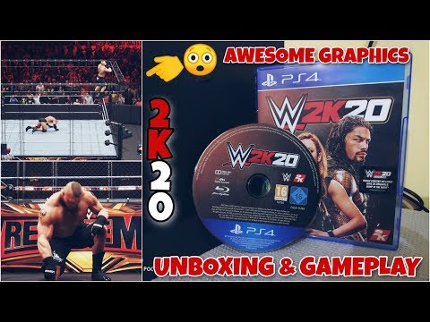 WWE 2K20 Unboxing And Gameplay || PS4 Slim 1TB || Brock Lesnar VS Goldberg || Steel Cage Match