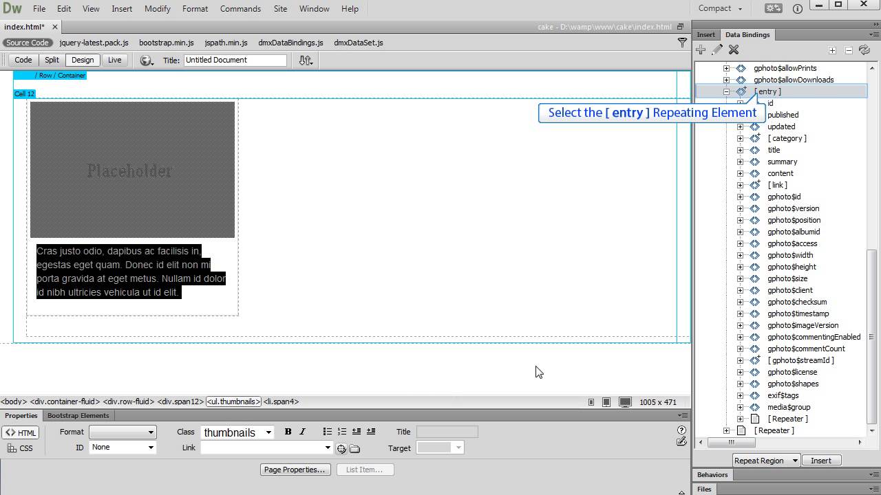 Using Repeat Children Region in HTML5 Data Bindings - YouTube