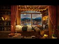 Cozy Bedroom with a Night View of the new york - Relaxing Piano Jazz Music for Relax and Sleep