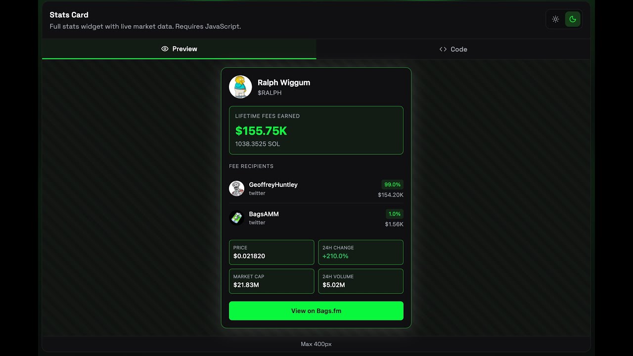 Introducing Bags.fm Embeds