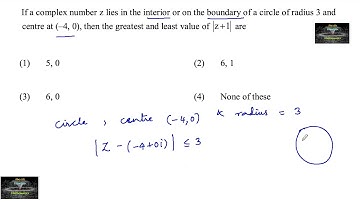 If a complex number z lies in the interior or on the boundary of a circle of radius 3 and centre at