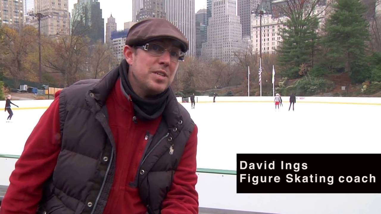 Walking on ice. Figure skating in New York.