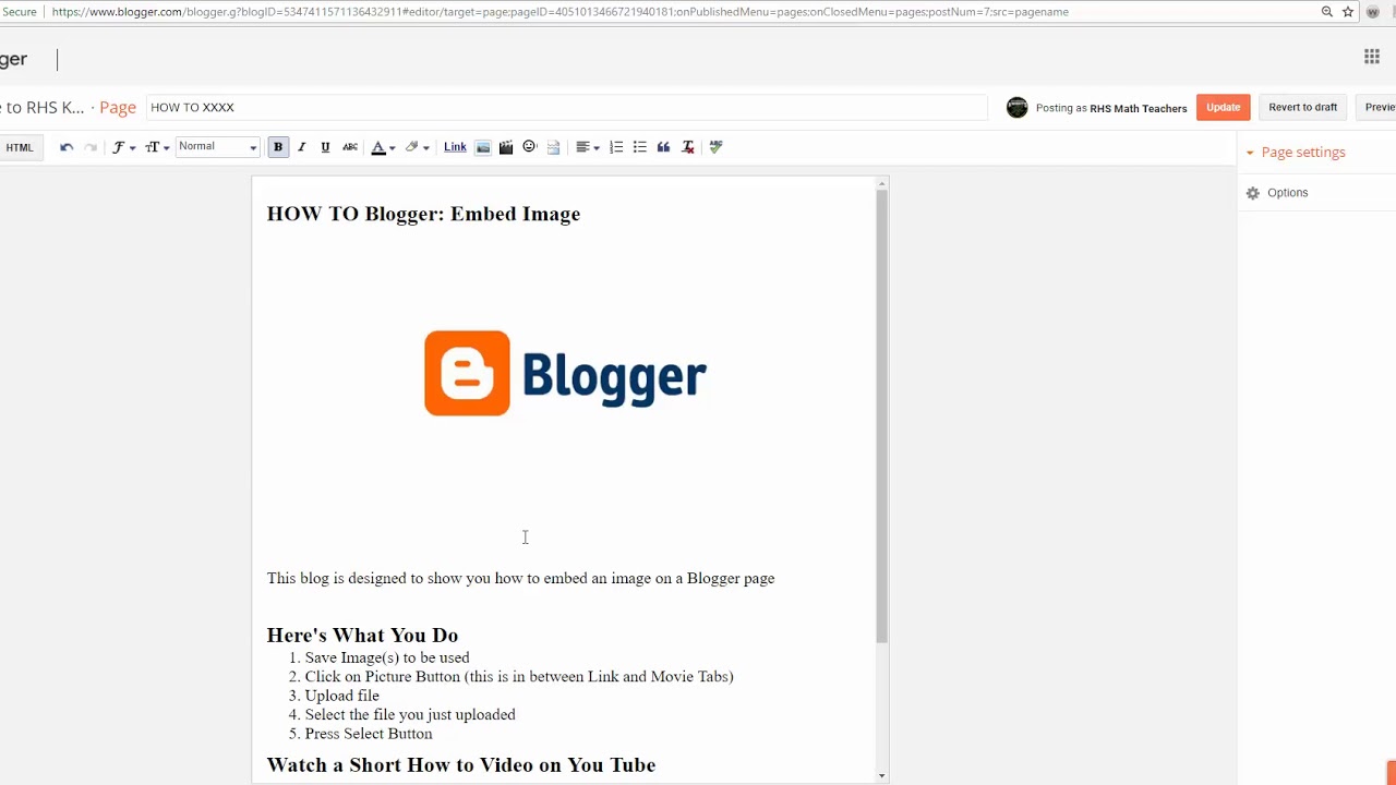 HOW TO Blogger embed Image