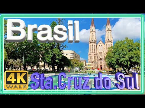 【4K】WALK Brasil walking tour Santa Cruz do Sul, urban hiking Rio Grande do Sul, Brazil documentary