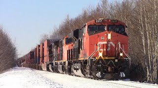 Major Air Problems! Late CN Stack Train 120 w/DPU at Marsh Jct. - Moncton, NB