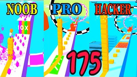 NOOB vs PRO vs HACKER in Cube Surfer ❤️ All Levels Gameplay, NEW Games iOS, Android