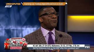 Skip Bayless react to KC def BAL 27 24 OT; Mahomes  35 53, 377 Yds, 2 TD, Int   UNDISPUTED