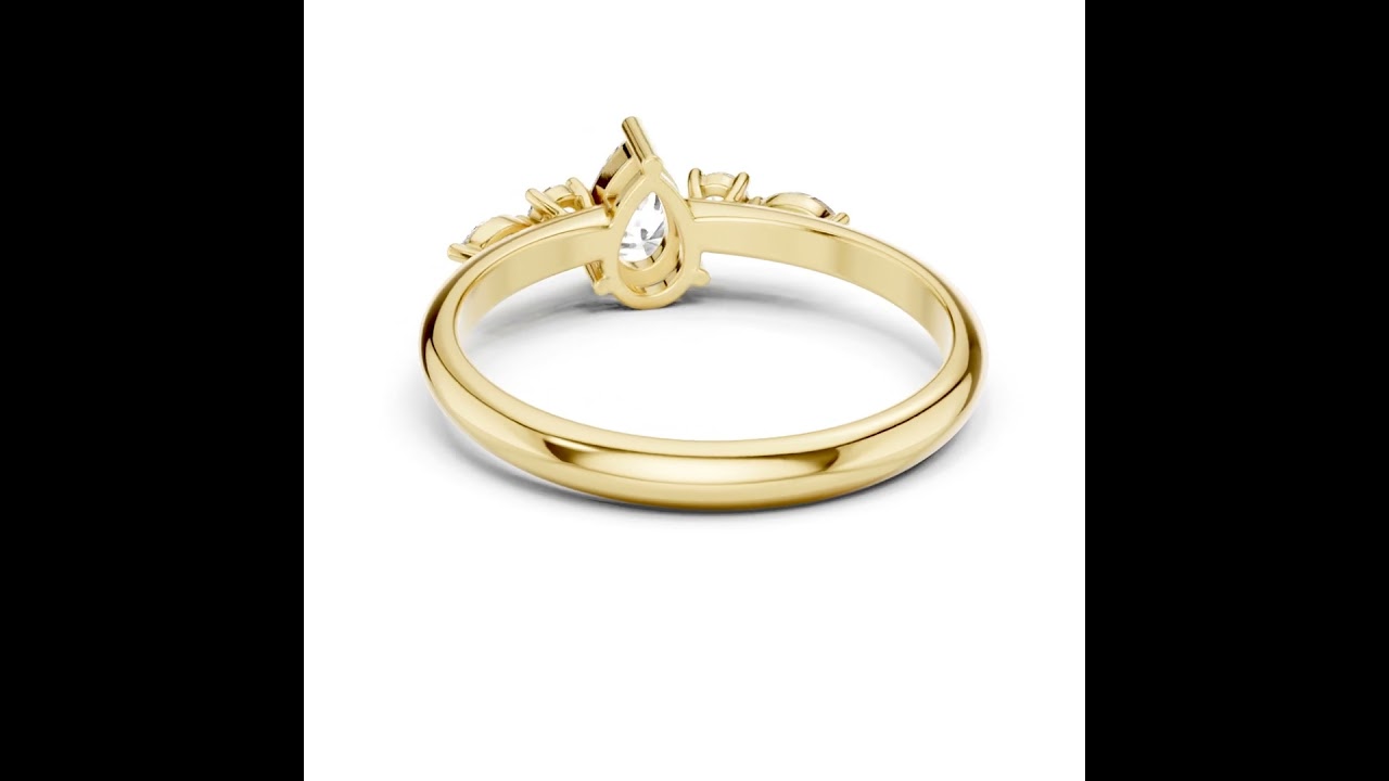 Five Stone Pear Diamond Engagement Ring