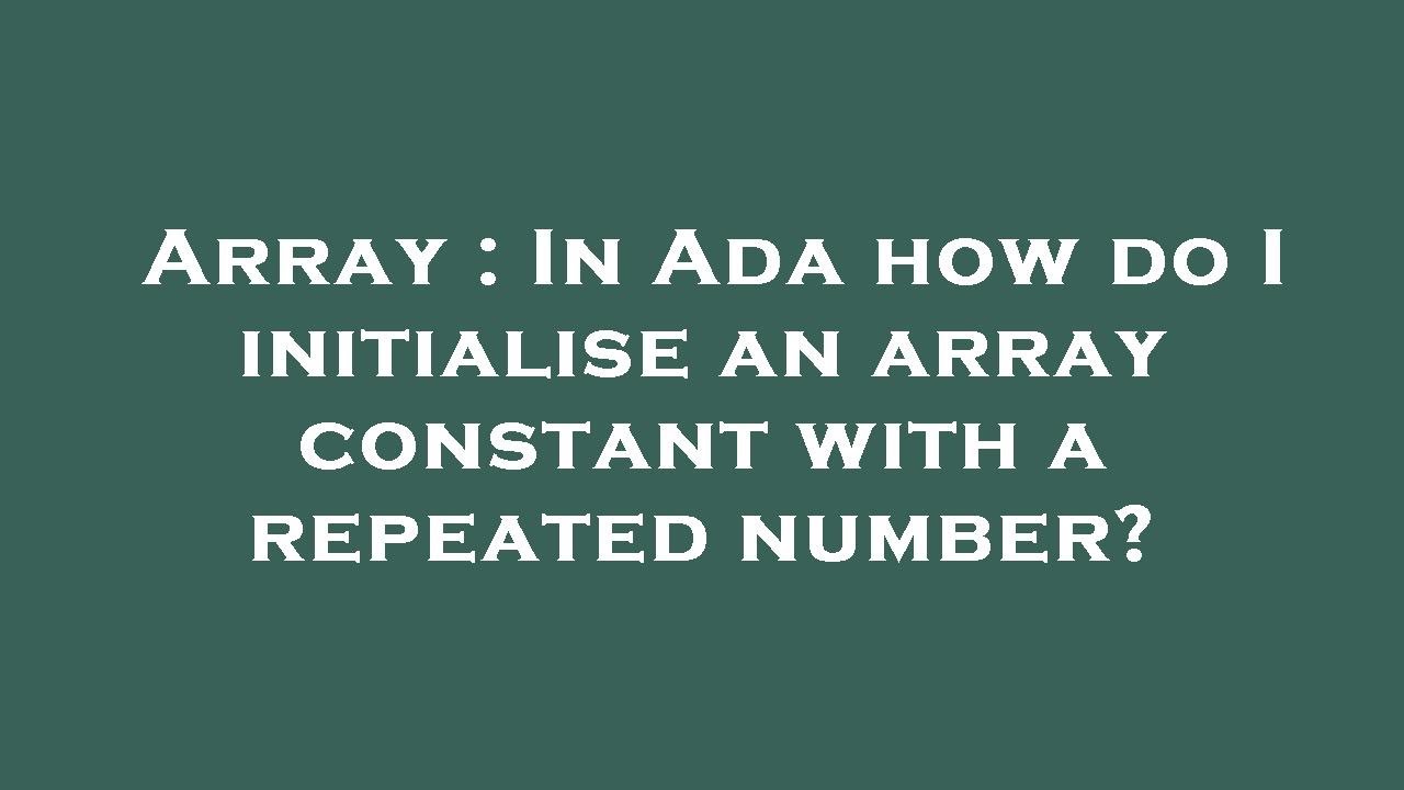 ada array assignment