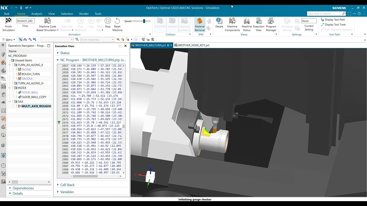 NX Post CNC tiện phay 5 trục Brrother M300Xd1 (Brrother M300Xd1 millturn NX postprocessor)