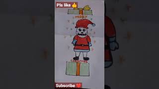 How To Draw Santa In Present -Folding Surprise|Easy Cute Christmas Santa/Shorts/fyp/ForYoupage/Short