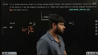 For a simple harmonic motion in a mass spring system shown | 30 JAN 2023 SHIFT-2 JEE MAIN PYQ