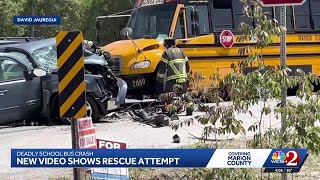 Video shows rescue attempt in school bus crash that left man dead in Marion County