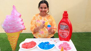 شفا تبيع ايسكريم ملون لذيذ ! Shfa pretend play selling sand Ice Cream toys for kids