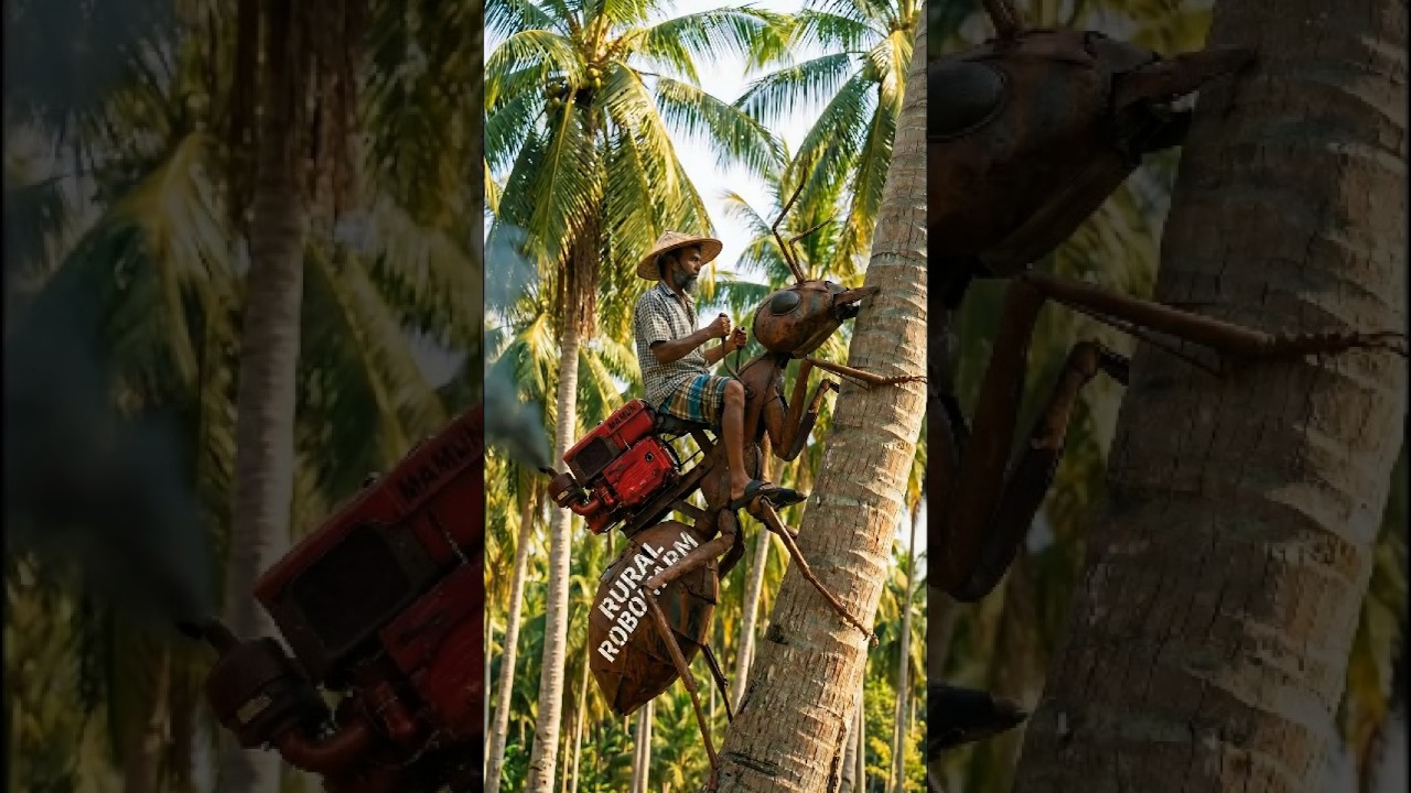 Coconut Tree Climbing Video 🥥 | Ant Style Handmade Machine  