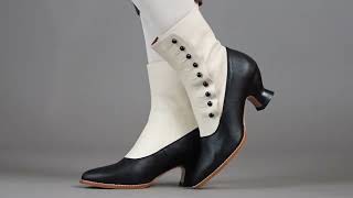 Manhattan Womens Victorian Cloth-Top Button Boots by American Duchess