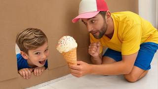 Mike plays hide-and-seek with his uncle at home