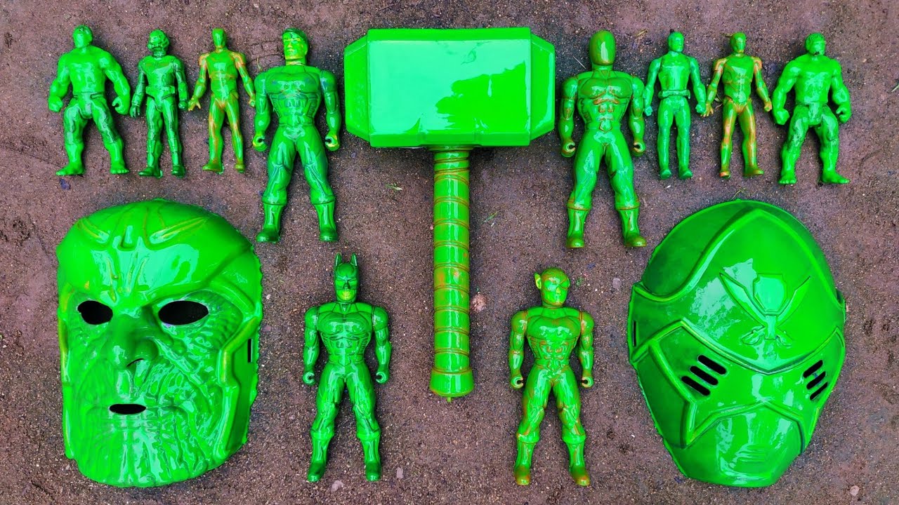 Hunting superheroes toys power rangers, flash, hulk, thor, superman ...