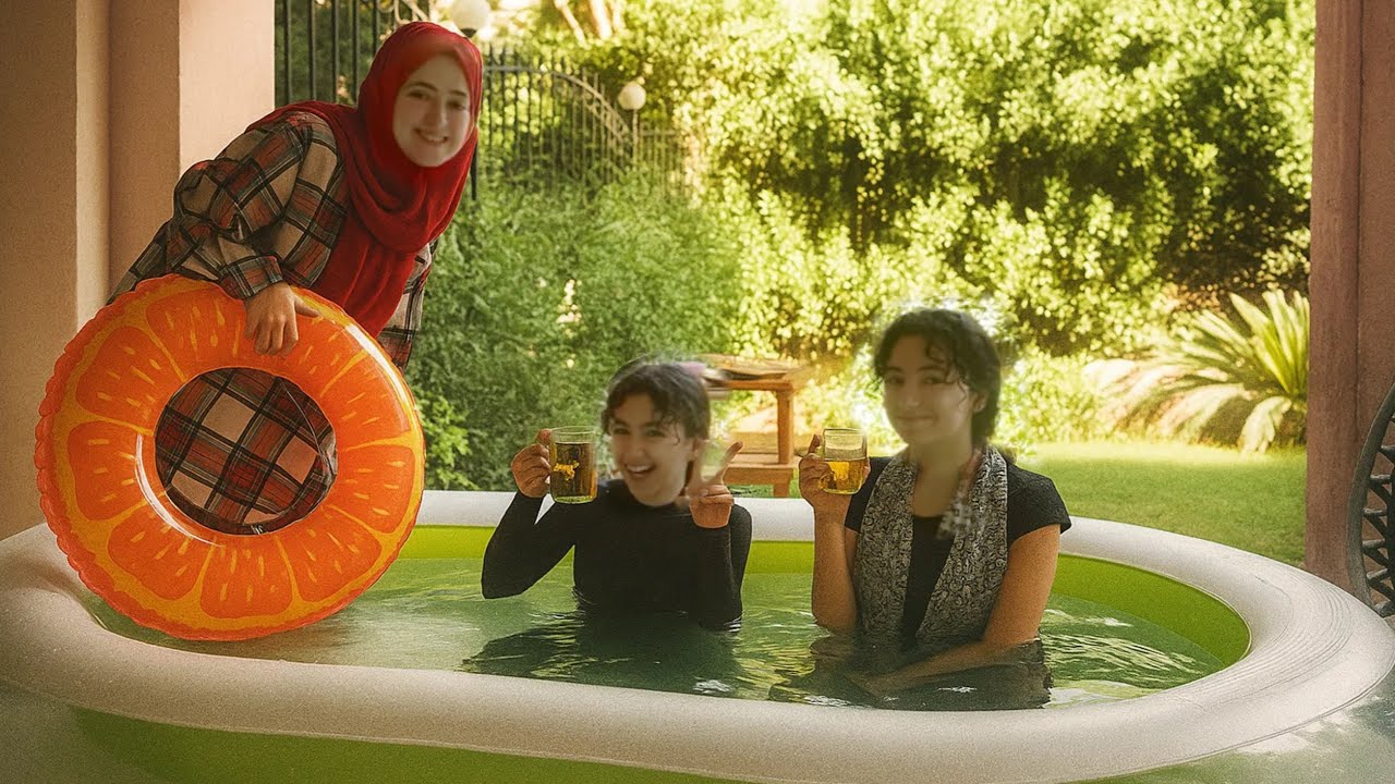 أجمل يوم لبناتي 👭 عوضتهم بحمام سباحة منزلي 🐳🌊🧜‍♀️⛱️🏖️😎