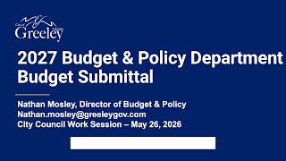 Budget & Policy Department 2027 Budget Development Video