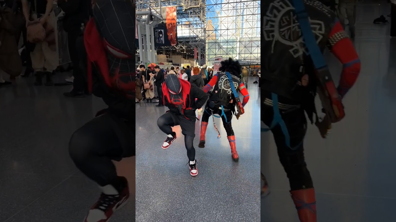 Spider-Fam tries to Jubi Slide 👀 #spiderman #acrossthespiderverse #cosplay