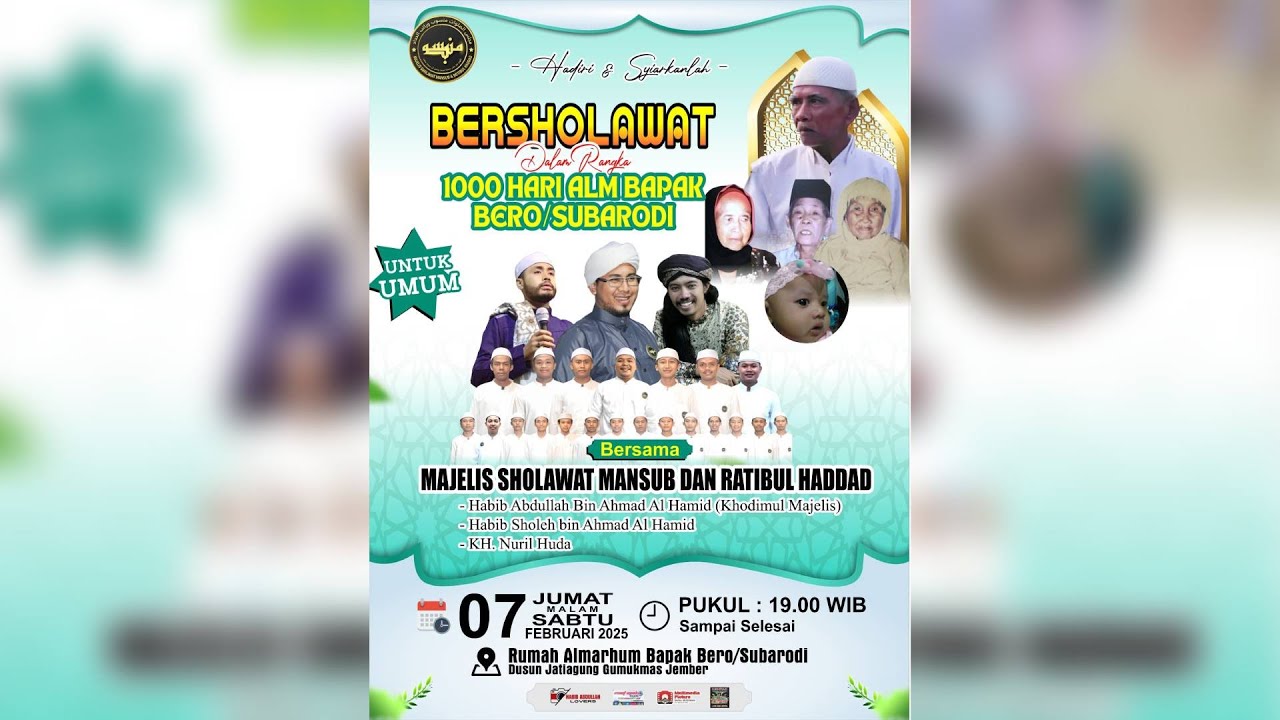 PENGAJIAN UMUM BERSAMA SHOLAWAT MANSUB DAN ROTIBUL HADDAD