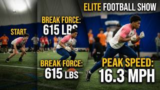 16.3 vs 15.2 mph stem time vs 615lbs force vs 565lbs of force on break Football Recruits