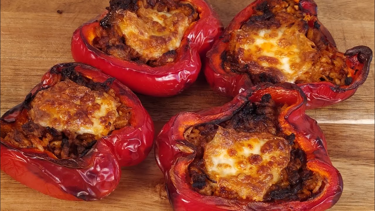 Papryki faszerowane Air Fryer mięsem mielonym i ryżem