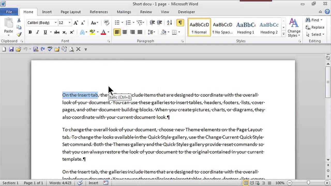 How To Italicize On Word : Ms Word Skills