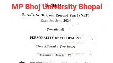 MP Bhoj Ba, Bsc, Bcom second year Personality Development paper 2025, personality development imp...