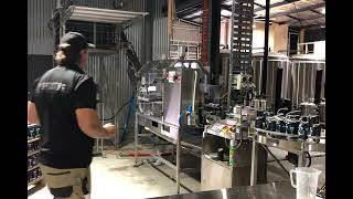 Cask Canning System mACS - 1 Person Operation - Depalletizer & Rotary Collection Table