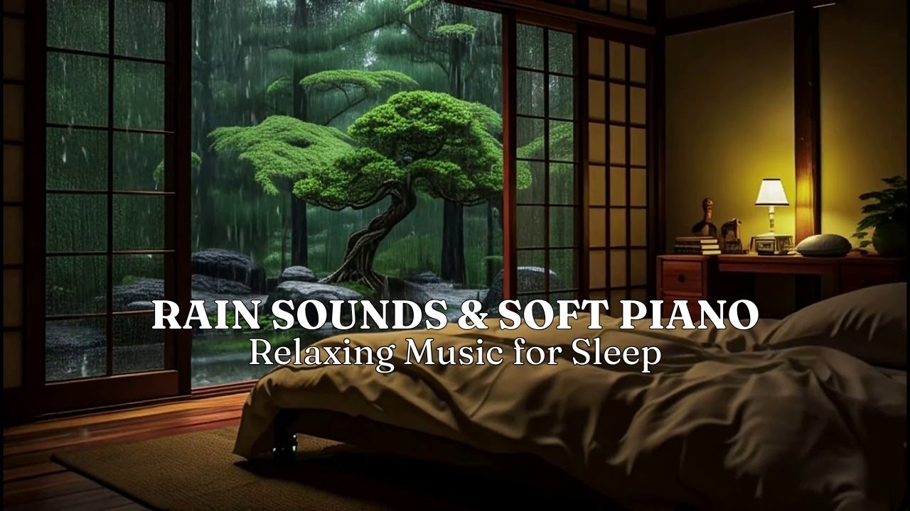 FALL INTO SLEEP INSTANTLY 😴 Relaxing Room Ambience with Soft Piano Music & Rain Sounds for Sleeping