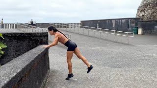 Kong-up (3-step approach, hip-high wall)