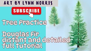 Tree Practice, How to paint a Douglas fir tree in watercolour distant and detailed full tutorial