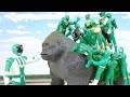 ゴリラくんの背中に乗って グリーンの戦隊ヒーロー パトレンジャー スライム遊び Green Power Rangers Get On The Gorilla