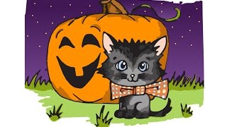 How to Draw a Halloween Cat - Speed Drawing