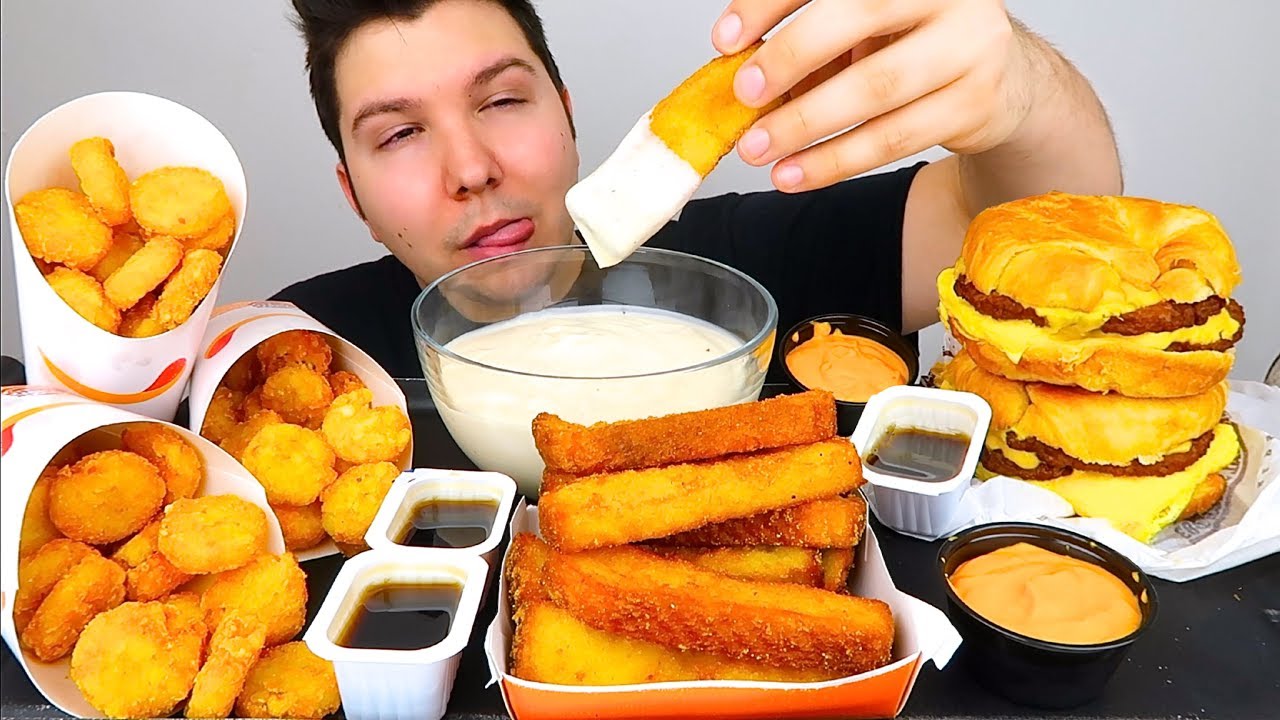 Cheesy Burger King Alfredo • MUKBANG